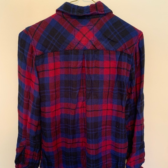 Rails Deep Red and Blue Flannel - Picture 2 of 3